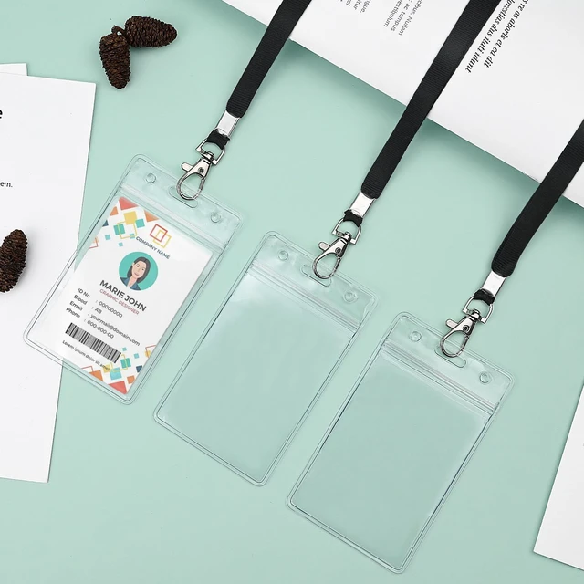 Alt view image 3 of 7 - 3 Pack Clear Vertical ID Badge Holder with Lanyard