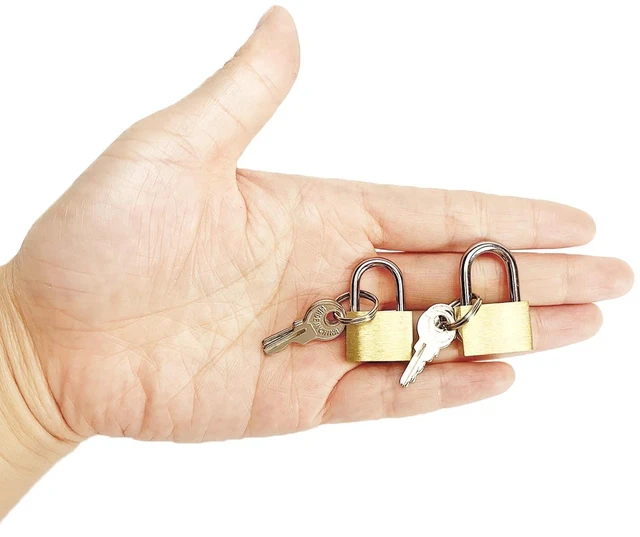 Alt view image 2 of 7 - 2Pcs Solid Brass Locks with Keys, 20mm & 25mm Mini Locks, for Luggage Backpack Gym Locker Jewelry Box