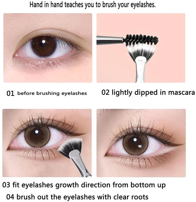 Alt view image 2 of 6 - TEONEI Fan Mascara Brushes, 2Pcs, Black - Eyelash Eyebrow Eye Shadow Makeup Tools