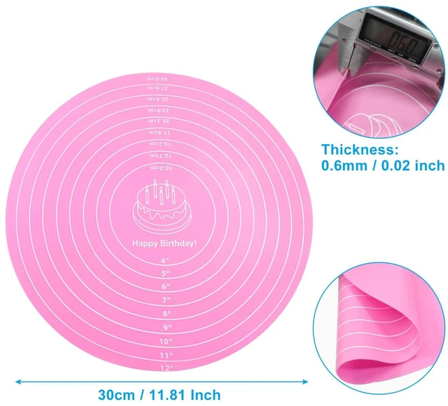 Alt view image 2 of 5 - Hitefu 12-inch Round Silicone Cake Mat, Pink