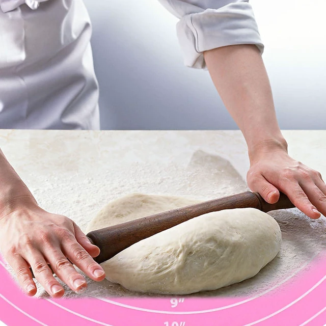 Alt view image 4 of 5 - Hitefu 12-inch Round Silicone Cake Mat, Pink