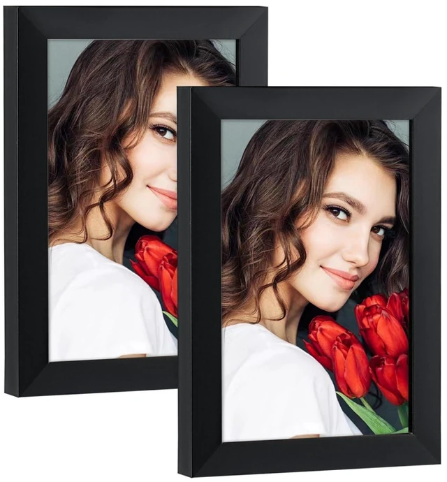 Main image of LBECUA 4x6 Black Wooden Picture Frame Set of 2