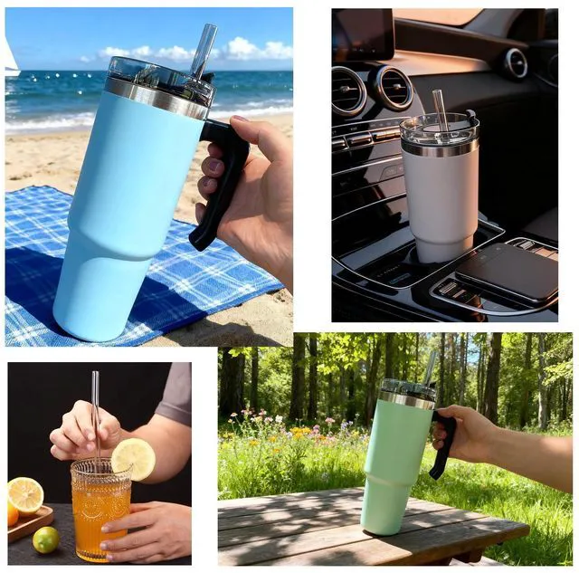 Alt view image 2 of 6 - Stanley Adventure Quencher 40oz 30oz Replacement Straws 6 Pack, Reusable Straws for Stanley 40oz & Simple Modern Tumbler with Handle, Includes Cleaning Brush