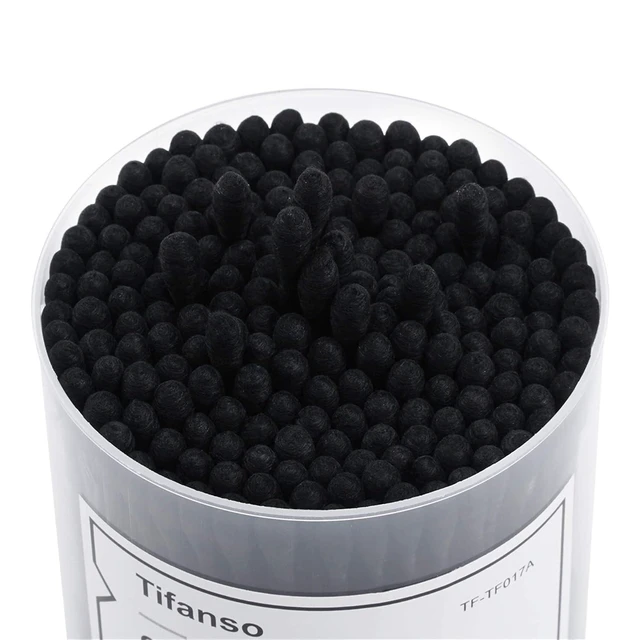 Alt view image 4 of 6 - Tifanso 200 Count Double Tipped Cotton Swabs, Black, Hypoallergenic Natural