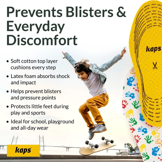 Alt view image 5 of 6 - Kaps Arieto Kids Insoles Cut to Fit - Breathable Shoe Inserts for Children & Toddler, Up to 23cm/9 inch, Prevent Blisters Keep Feet Fresh