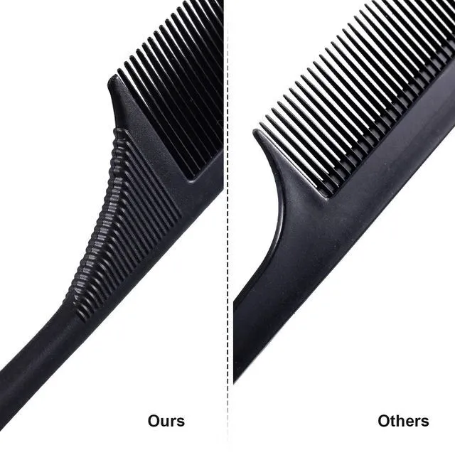 Alt view image 6 of 6 - Leinuosen Rat Tail Comb Fine Tooth Parting 2 Pack Black