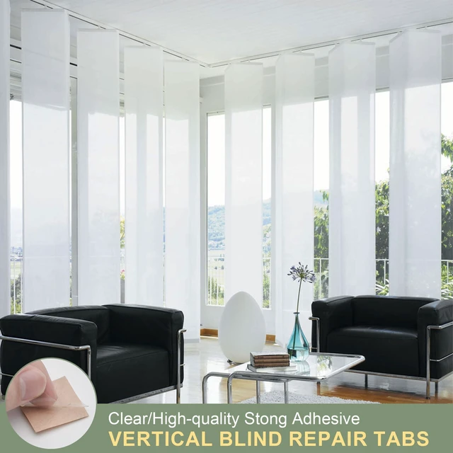 Alt view image 6 of 7 - 60 Pcs Clear Vertical Blinds Repair Tabs, Replacement Parts Fixers Kit, Slats