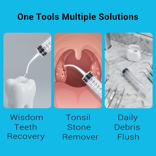 Alt view image 4 of 7 - 5-Pack Irrigation Dental Syringes with Measure Scale and Curved Tip for Wisdom Teeth, Oral Care, and Tonsil Stone Removal