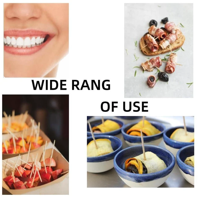 Alt view image 5 of 6 - HOPELF Bamboo Toothpicks 600 Count, Double-Points Wooden Toothpicks for Teeth Cleaning, Appetizer, Olive, Barbecue, Fruit