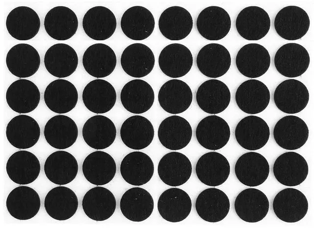 Main image of Black Self Adhesive Felt Bumpers 1/2" Diameter 1/8" Thick, 48 Pack, Round