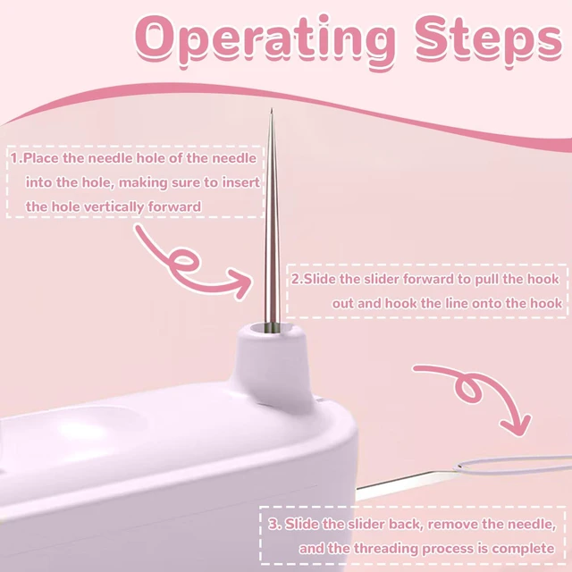 Alt view image 2 of 6 - 2 in 1 Automatic Needle Threader and Seam Ripper, Multifunctional Sewing Tool for Hand Sewing, Knitting, Embroidery and Thread Removal, Purple
