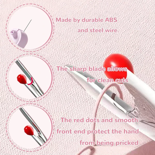 Alt view image 5 of 6 - 2 in 1 Automatic Needle Threader and Seam Ripper, Multifunctional Sewing Tool for Hand Sewing, Knitting, Embroidery and Thread Removal, Purple