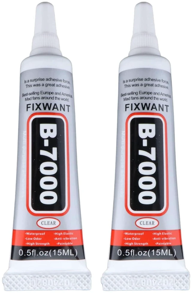 Main image of B-7000 Clear Glue 2x15ML/0.5fl.oz High Viscosity for Rhinestones, Crafts, Clothes, Shoes, Fabric, Cell Phone Screen Repair, Jewelry, Stone, Metal, Nail Art, Glass