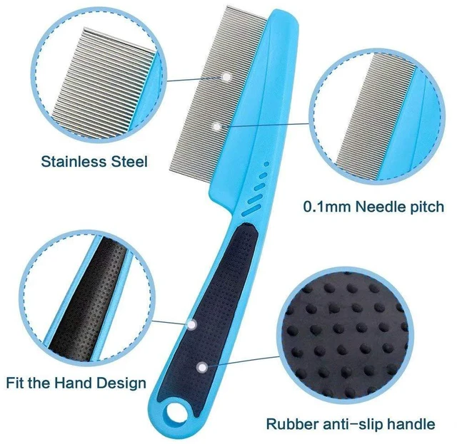 Alt view image 5 of 6 - Fine Tooth Pet Comb 3 Pack - Tear Stain Remover for Dogs & Cats, Removes Fleas, Ticks, Dandruff, Tangles & Knots