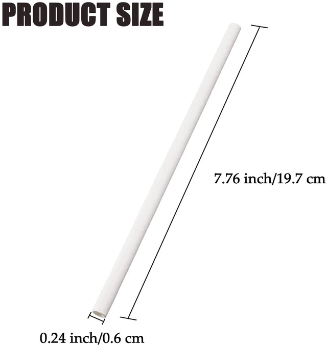 Alt view image 6 of 7 - 100 Pack White Paper Straws Biodegradable Eco-Friendly Drinking Bulk for Party, Wedding, Bridal/Baby Shower, Birthday, Mixed Drinks, Restaurant, Food Service, Drink Stirr