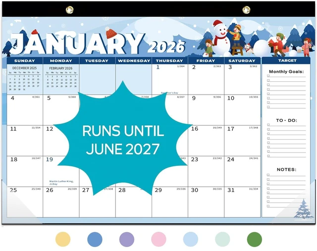 Main image of 2026 Desk Calendar 18 Months January 2026 - June 2027 17" x 12" Desktop Wall Monthly Calendar for Home School Office