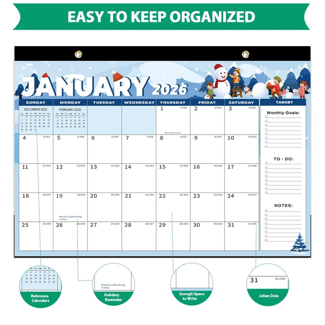 Alt view image 4 of 7 - 2026 Desk Calendar 18 Months January 2026 - June 2027 17" x 12" Desktop Wall Monthly Calendar for Home School Office