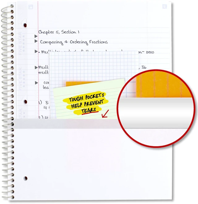Alt view image 2 of 6 - Five Star 820233F Spiral Notebook with Study App, 1 Subject, College Ruled, 8-1/2" x 11", 80 Sheets, Water Resistant Covers, Fights Ink Bleed, Organic Lines