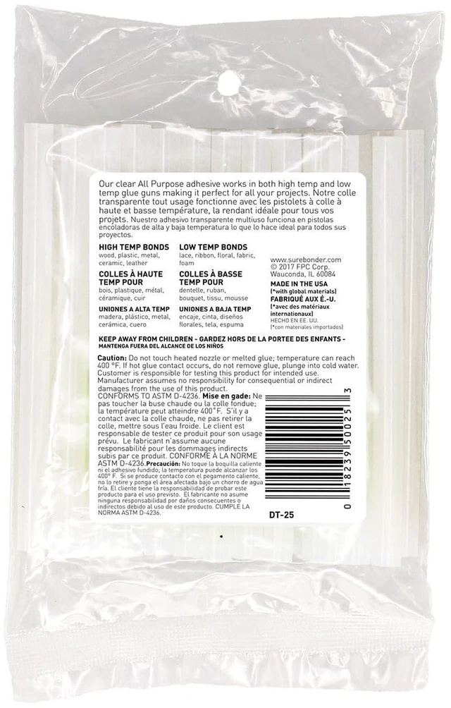Alt view image 6 of 6 - Surebonder All Purpose Mini-Size Hot Glue Sticks, 4-Inch Length, 0.27-Inch Diameter, 25-Pack, Clear