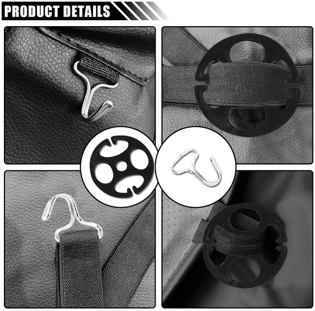 Alt view image 4 of 6 - 24PCS Car Seat Cover Plum Plate Metal Hooks, 12 Metal Hooks Set with Locking Clip & Plastic Card Fastener Buckle + 12 Plastic Car Seat Covers Chucks, Car Seat Replacement