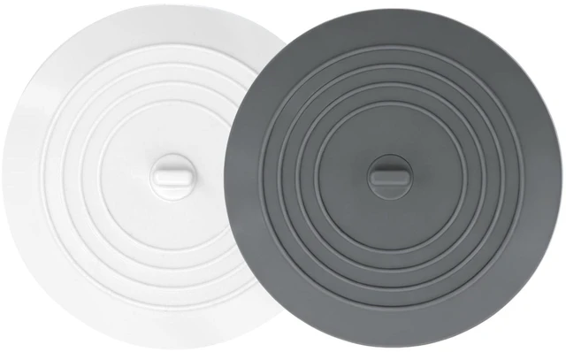 Main image of V-TOP Bathtub Drain Stopper 2 Pack, 5 Inches Silicone Flat Suction Tub Stopper, Hair Stopper, Universal Shower Drain Cover, Renter Friendly Bath Accessories, White & Grey