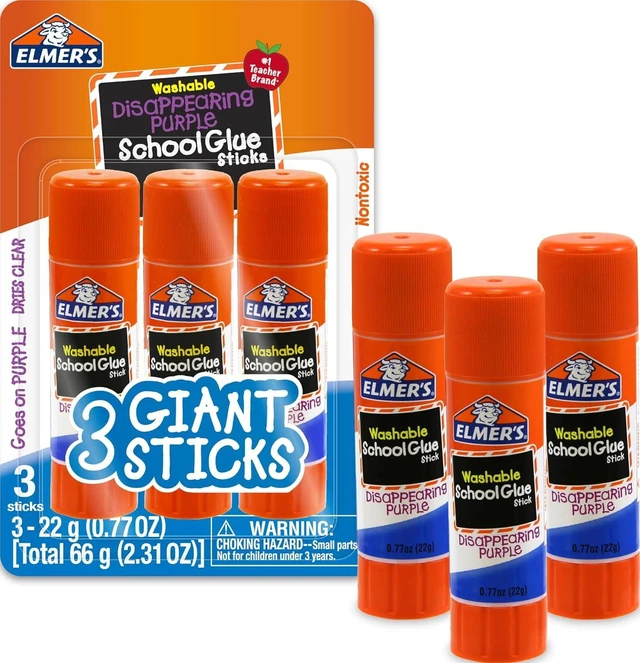 Main image of Elmer's Disappearing Purple School Glue Sticks, Washable, 22g, 3 Count