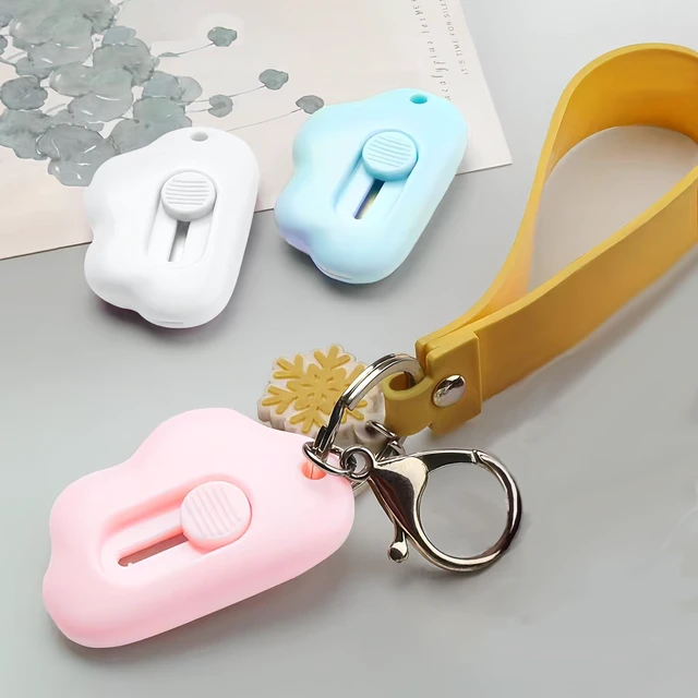Alt view image 5 of 7 - 3 Pack Retractable Box Cutter, Adorable Cloud Tiny Letter Opener Envelope Slitter, 2.24x1.5x0.55inch, for Key Chain Pocket Bag