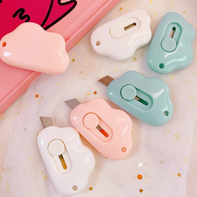 Alt view image 4 of 7 - 3 Pack Retractable Box Cutter, Adorable Cloud Tiny Letter Opener Envelope Slitter, 2.24x1.5x0.55inch, for Key Chain Pocket Bag