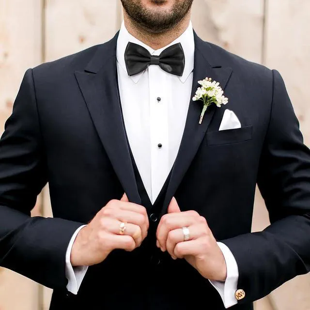 Alt view image 7 of 7 - Black Bow Tie Clip On for Men