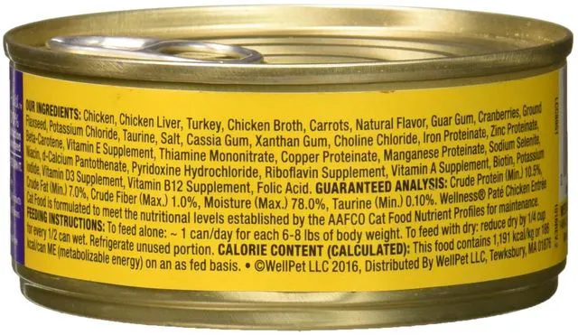 Alt view image 2 of 2 - Wellness Complete Health Pate Chicken Entree Grain-Free Wet Cat Food Cans, 5.5Ounce