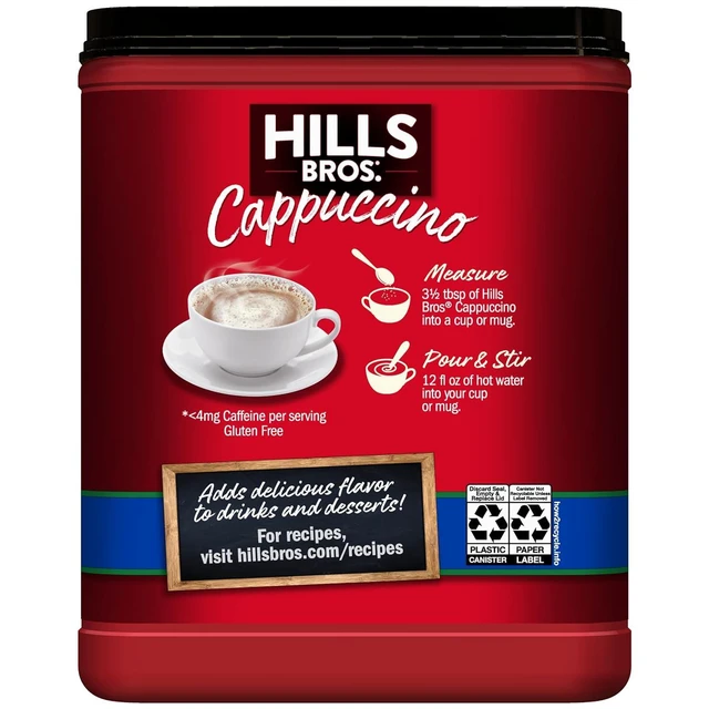 Alt view image 6 of 6 - Hills Bros. Cappuccino Mix - Decaf French Vanilla, 16 oz
