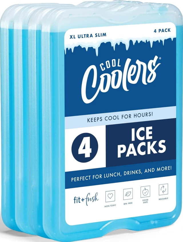 Main image of Fit & Fresh 4-Pack XL Slim Ice Packs, Quick Freeze, Space Saving, Reusable for Lunch Boxes or Coolers