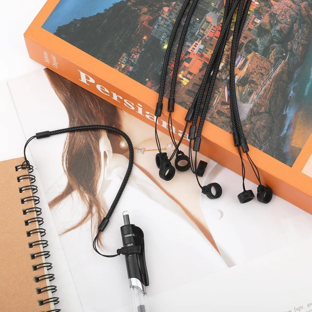 Alt view image 3 of 7 - BOXOB 8pcs 9.8 Inch Retractable Elastic Tether Lanyard, Anti-Lose Coil Strap for Stylus Pen to Tablet Touchscreen (Black)