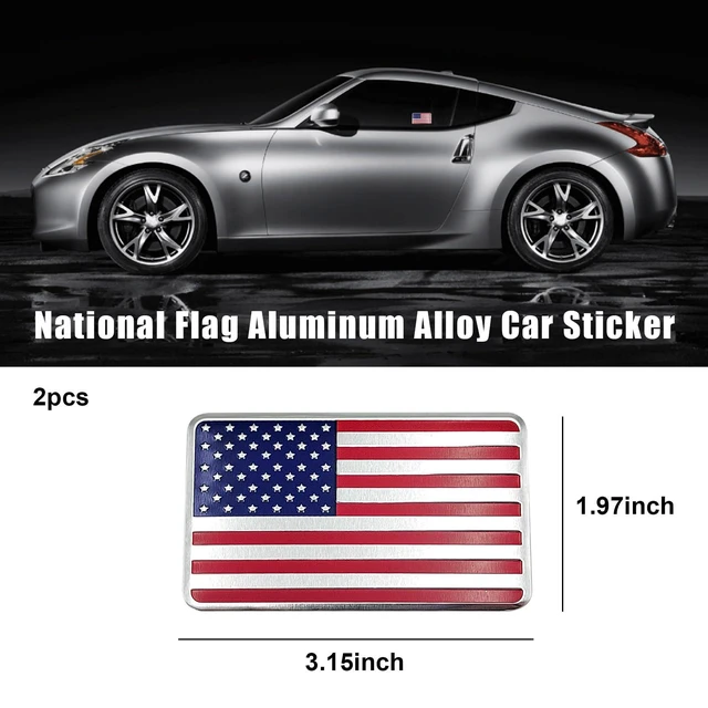 Alt view image 2 of 6 - Dickno 2PCS American Flag 3D Metal Decal, Aluminum Alloy Car Emblem Stickers, Patriotic Stars Stripe USA Flag Auto Body Decoration, Universal Exterior Decor for Car SUV