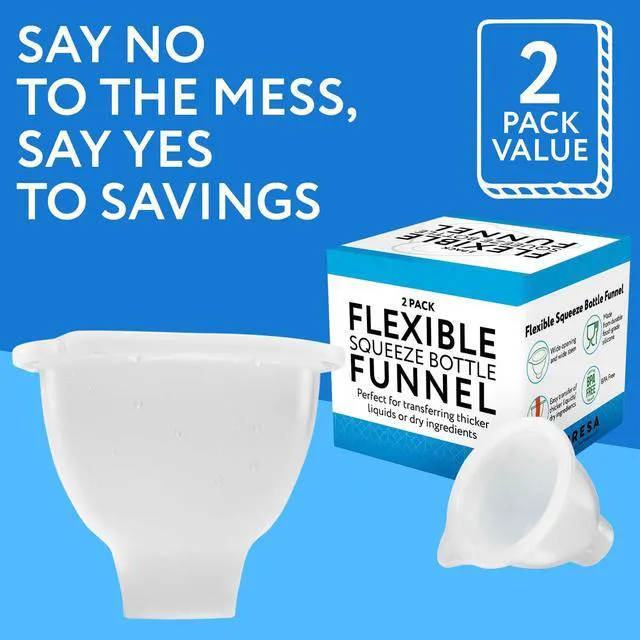 Alt view image 5 of 6 - Impresa Silicone Wide Mouth Funnel, 3.25" Opening, 1.25" Stem, BPA-Free, Clear White - Squeeze Bottle Funnel for Thick Liquids, Dishwasher Safe, Multipurpose Tool