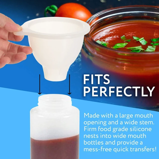 Alt view image 6 of 6 - Impresa Silicone Wide Mouth Funnel, 3.25" Opening, 1.25" Stem, BPA-Free, Clear White - Squeeze Bottle Funnel for Thick Liquids, Dishwasher Safe, Multipurpose Tool