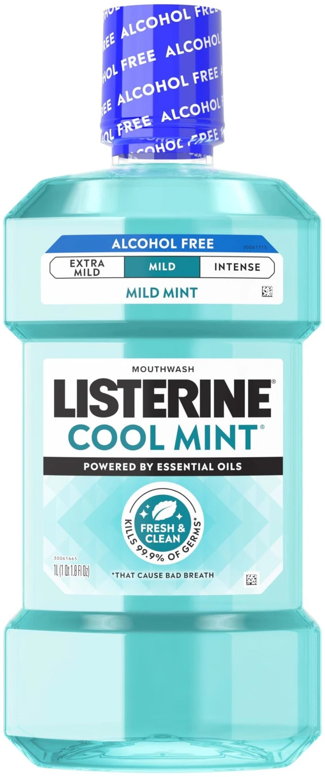 Main image of Listerine Cool Mint Alcohol Free Mouthwash, Mild Mint, 33.8 fl oz (1 L)