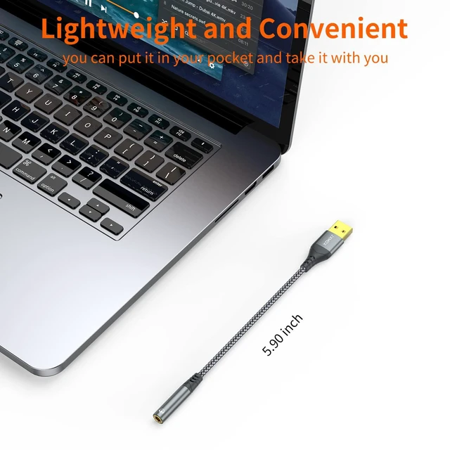 Alt view image 6 of 7 - JXMOX USB-A to 3.5mm TRRS 4-Pole Female External Stereo Sound Card (2-Pack) for Headphones, Mac, PS4, PS5, PC, Laptops, Desktops
