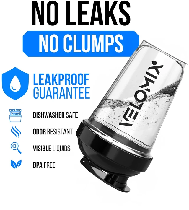 Alt view image 6 of 6 - VELOMIX 2 Pack 20oz Protein Shaker Bottle, Black/Transparent