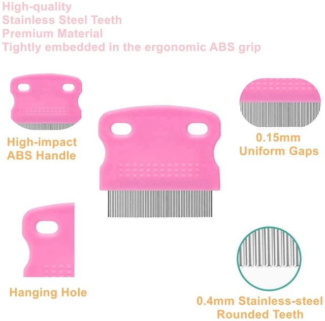 Alt view image 2 of 6 - 5 Pack Stainless Steel Double Sided Flea Lice Comb for Dogs and Cats, Professional Pet Grooming Comb with Rounded Teeth, Tear Stain Remover and Dematting Tool, Ideal for