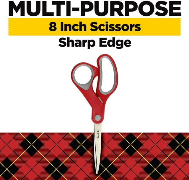 Alt view image 3 of 6 - Scotch Multi-Purpose Stainless Steel Scissors, 8 Inches, Red & Gray, Great for Home, School and Office