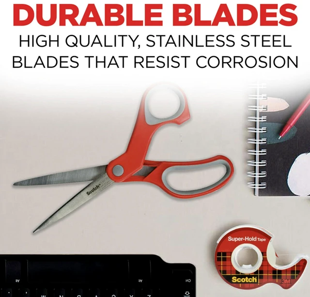 Alt view image 2 of 6 - Scotch Multi-Purpose Stainless Steel Scissors, 8 Inches, Red & Gray, Great for Home, School and Office