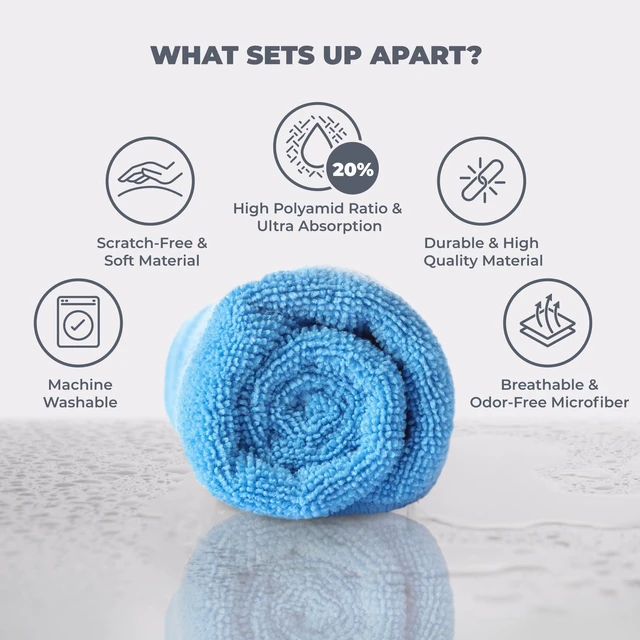 Alt view image 2 of 6 - Turkish Microfiber Cleaning Cloth, 20% Polyamide, 4 Colors, Pack of 8, Reinforced Edges, Kitchen & Home Drying Supply