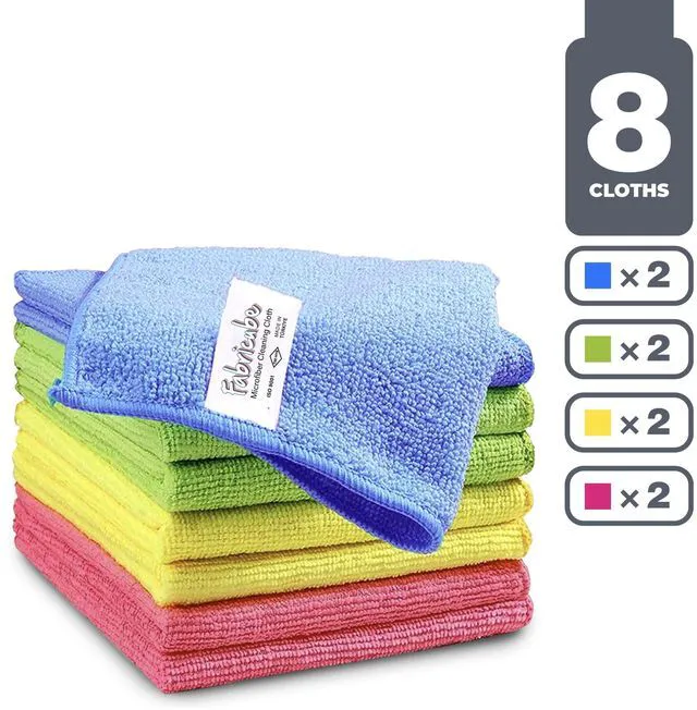 Alt view image 4 of 6 - Turkish Microfiber Cleaning Cloth, 20% Polyamide, 4 Colors, Pack of 8, Reinforced Edges, Kitchen & Home Drying Supply