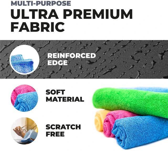 Alt view image 6 of 6 - Turkish Microfiber Cleaning Cloth, 20% Polyamide, 4 Colors, Pack of 8, Reinforced Edges, Kitchen & Home Drying Supply
