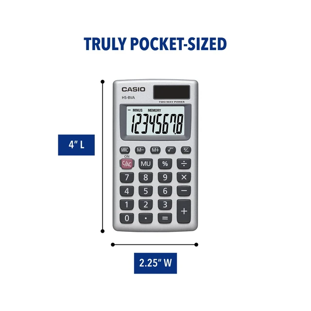 Alt view image 6 of 6 - Casio HS-8VA Mini 6-Function Calculator