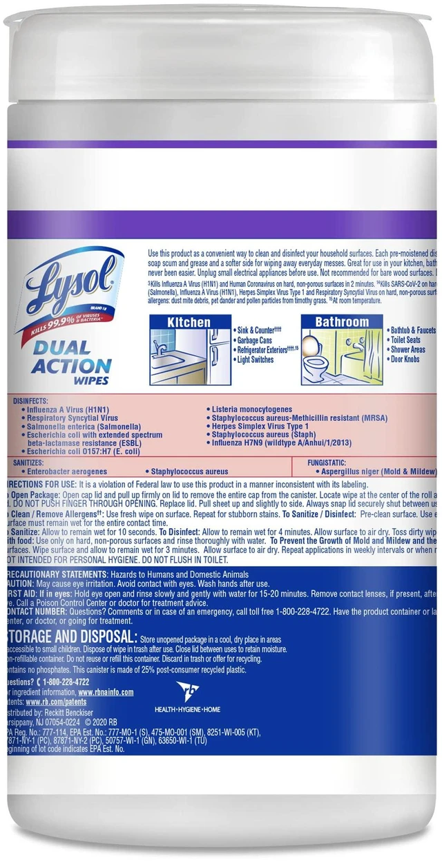 Alt view image 2 of 6 - Lysol Dual Action Disinfectant Wipes, Multi-Surface Antibacterial Scrubbing, Citrus Scent, 75ct