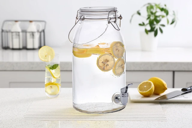 Alt view image 5 of 6 - Mainstays 1gal Clear Glass Mason Jar Sun Tea Beverage Dispenser