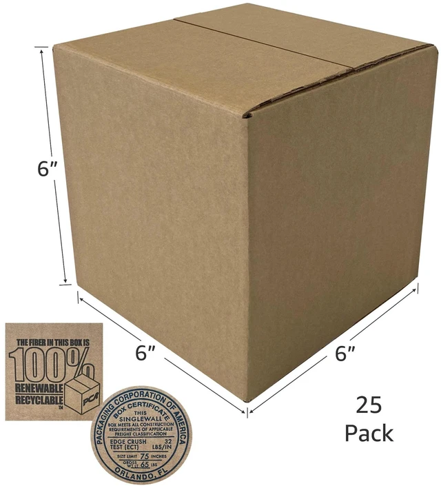 Alt view image 2 of 6 - UOFFICE 6" x 6" x 6" Corrugated Boxes, Bundle of 25