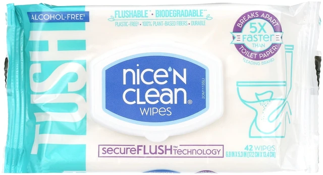 Alt view image 3 of 5 - Nice 'N CLEAN SecureFLUSH Alcohol Free Flushable Wipes, Gentle for Sensitive Skin, 3 Flip-Top Packs (126 Total Wipes)